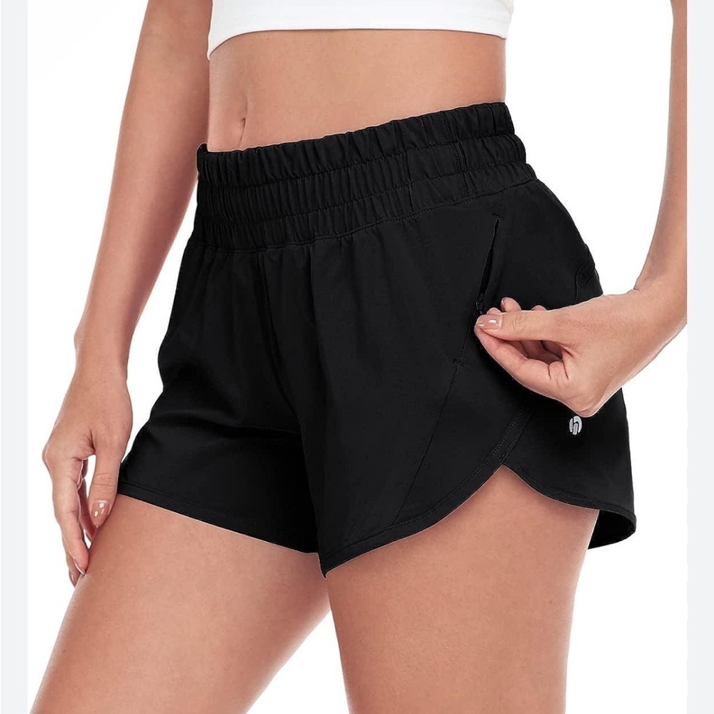 HeyNuts Stride Running Shorts Side Pocket Workout Shorts with Liner 4''
